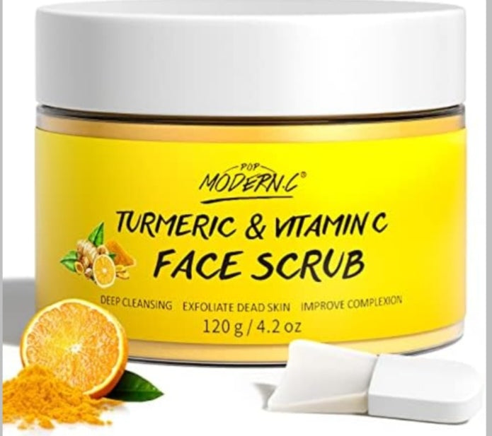 Exfoliant pour le visage au curcuma et à la vitamine C, crème exfoliante pour le visage Organics Microdermabrasion, exfoliant éclaircissant, élimine les points noirs, exfoliant à l'extrait de fraise