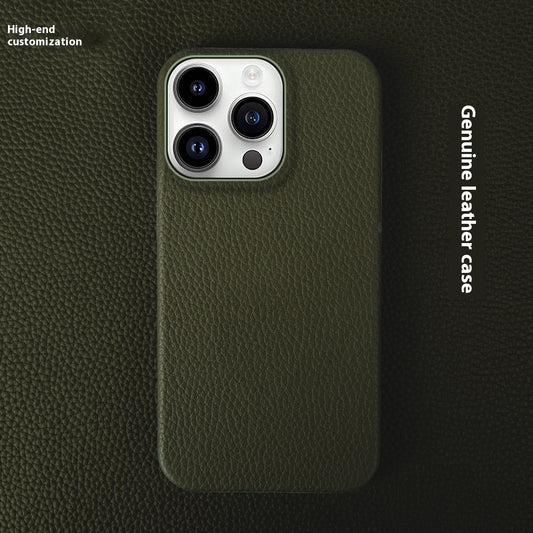 Simple Solid Color Leather Half Pack Phone Case